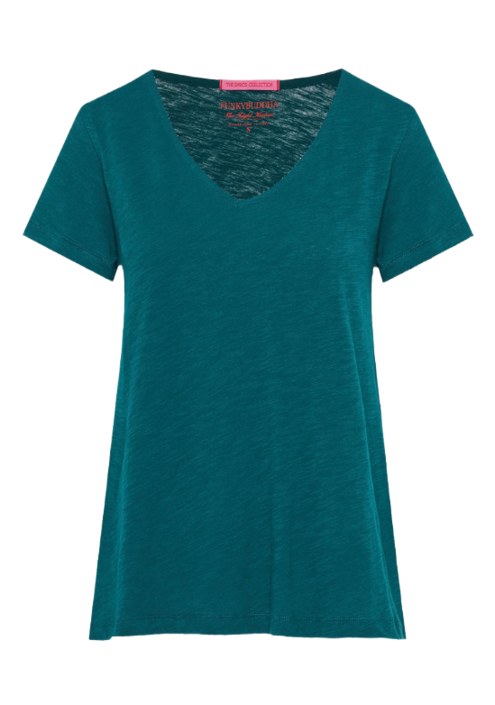 Funky Buddha γυναικείο μονόχρωμο t-shirt V FBL013-100-04