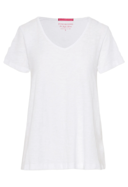 Funky Buddha γυναικείο μονόχρωμο t-shirt V FBL013-100-04
