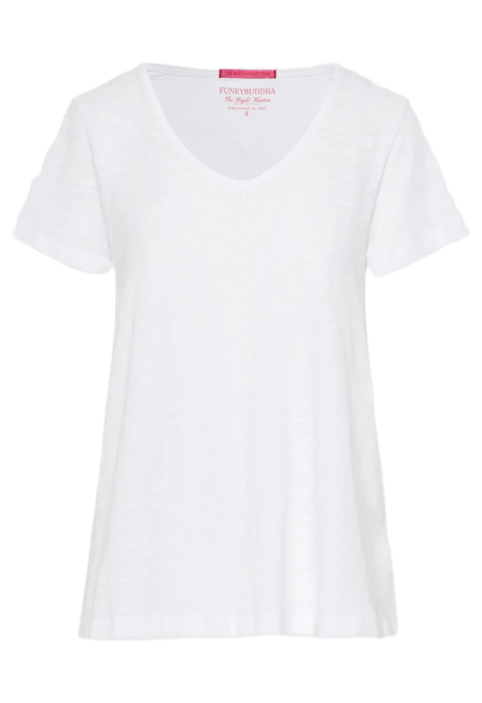 Funky Buddha γυναικείο μονόχρωμο t-shirt V FBL013-100-04