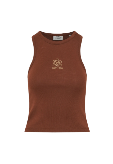 Funky Buddha γυναικείο αμάνικο τοπ με κέντημα FBL013-130-04