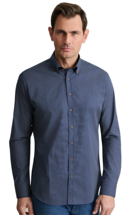 Navy & Green ανδρικό πουκάμισο μικροσχέδιο 24NG.B412/1B