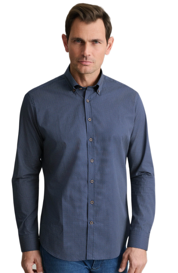 Navy & Green ανδρικό πουκάμισο μικροσχέδιο 24NG.B412/1B