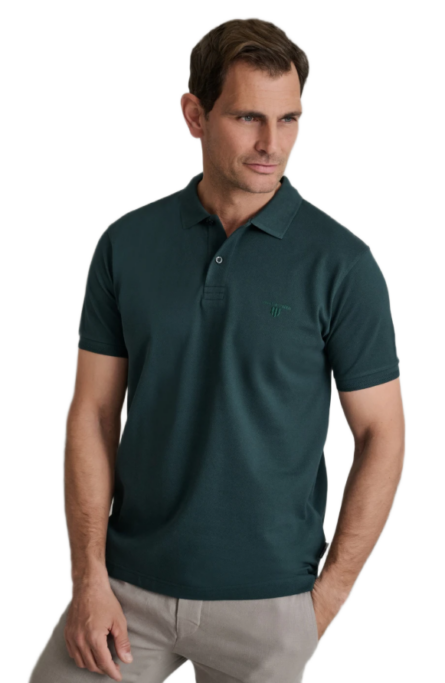 Navy & Green ανδρικό μονόχρωμο polo 24EY.007/PL/YL.2