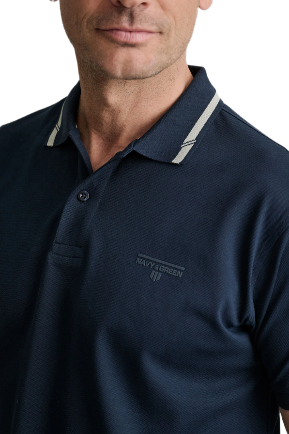 Navy & Green ανδρικό μονόχρωμο polo 24EY.040/1PL