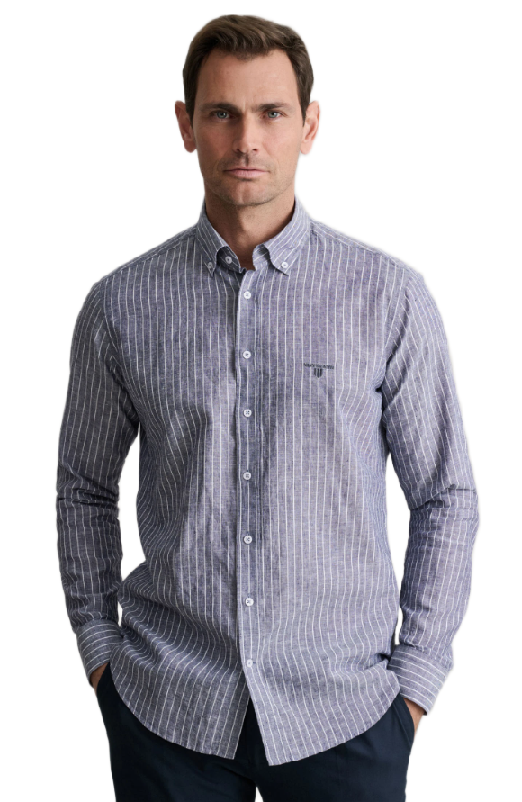 Navy & Green ανδρικό ριγέ πουκάμισο Comfort Fit 24NG.B390/1B