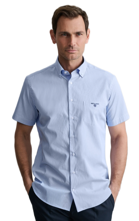 Navy & Green ανδρικό κοντομάνικο πουκάμισο Comfort Fit 24NG.B403/1B/SS
