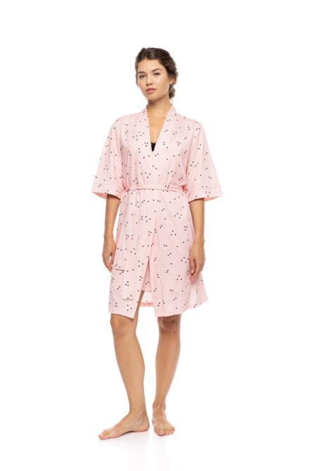 Pink Label γυναικεία ρόμπα καρδούλες μανίκι 3/4 S1584_R