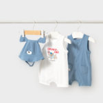Mayoral Newborn σετ 2 φορμάκια και καπέλο για μωρό αγόρι 26-01616