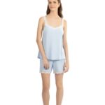 Harmony γυναικείο μονόχρωμο babydoll με δαντέλα 210809