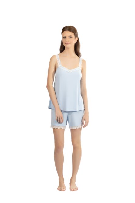 Harmony γυναικείο μονόχρωμο babydoll με δαντέλα 210809