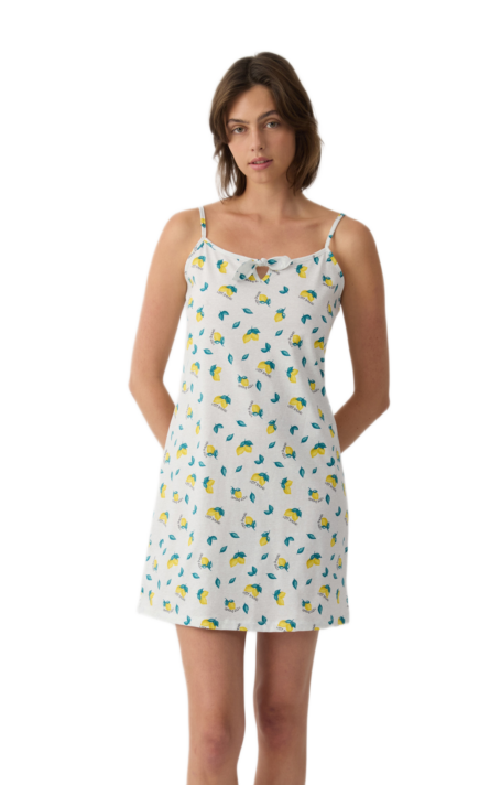 Minerva Lemons & Plaid γυναικείο κοντό νυχτικό με τιράντες 90-53221-365