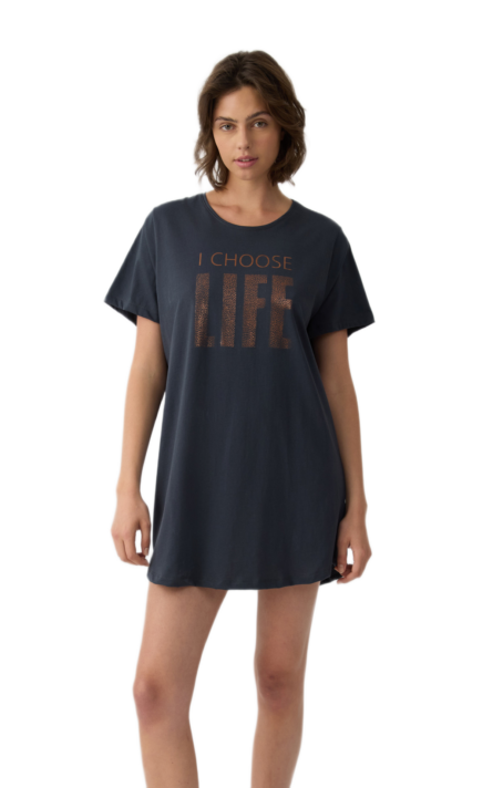 Minerva γυναικείο boyfriend t-shirt νυχτικό με τύπωμα 90-53246-706