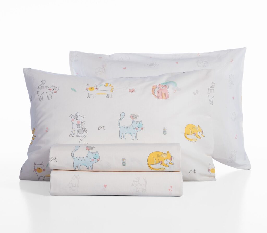 Nef-Nef Cat Life σετ παιδικά σεντόνια μονά 170x260cm 039537 Nef-Nef Cat Life σετ παιδικά σεντόνια μονά 170x260cm 039537