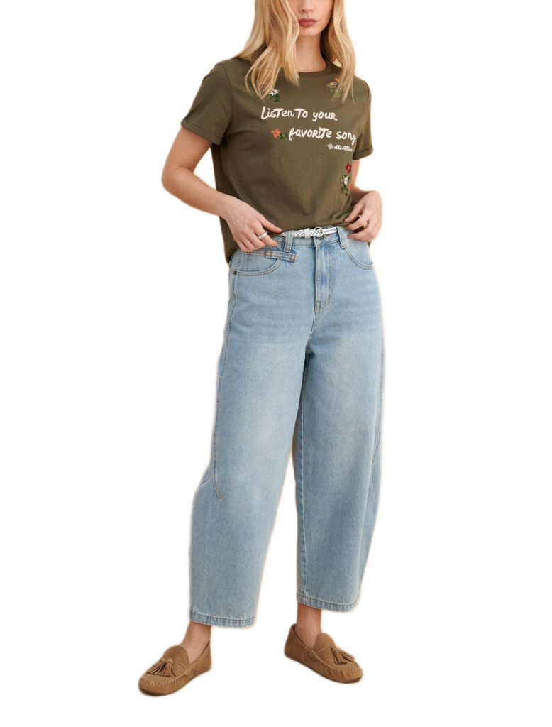 Attrattivo γυναικείο t-shirt με στάμπα και κεντήματα 9923148