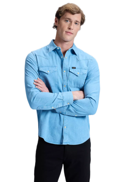Lee Western ανδρικό μονόχρωμο τζιν πουκάμισο 112365766