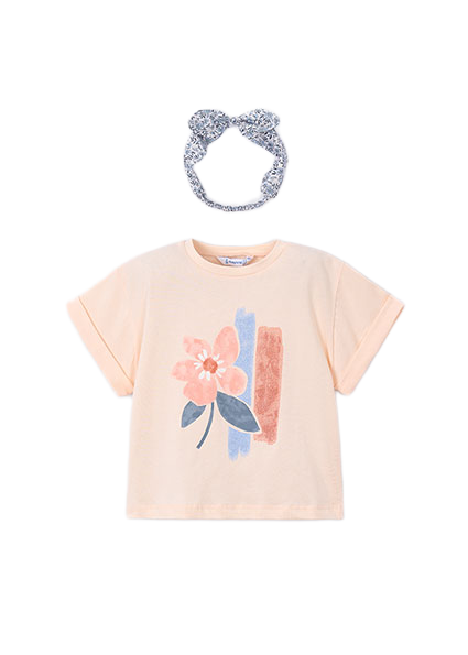 Mayoral παιδική μπλούζα για κορίτσι με τύπωμα και κορδέλα 26-03010
