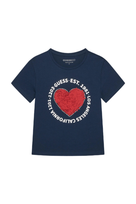 Guess παιδικό t-shirt τύπωμα καρδιά για κορίτσι J6RI24K6YW4