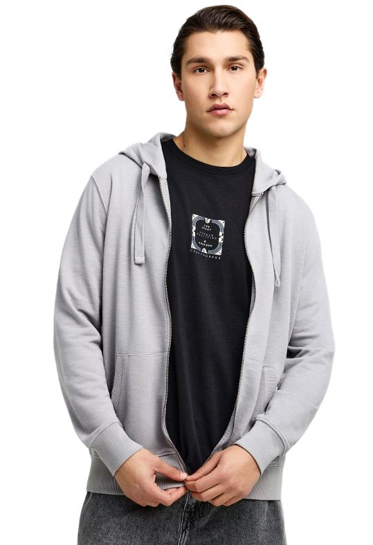 Funky Buddha ανδρική ζακέτα φούτερ με κουκούλα the essentials FBM013-002-06