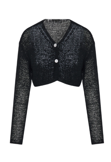 Funky Buddha γυναικεία κοντή ζακέτα με αραιή πλέξη FBL013-103-07