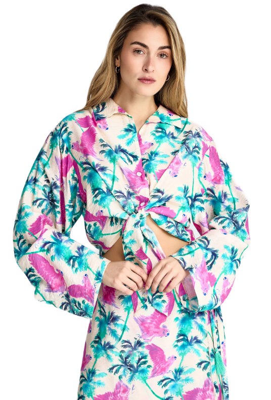 Funky Buddha γυναικείο πουκάμισο με exotic τύπωμα FBL013-107-05