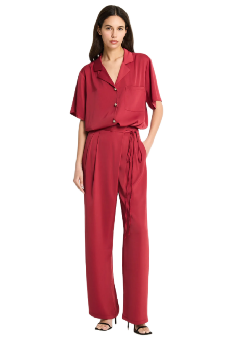 Funky Buddha γυναικεία wide leg μονόχρωμη παντελόνα FBL013-112-02