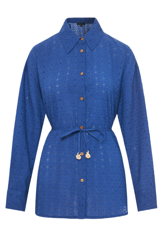 Funky Buddha γυναικείο μακρυμάνικο πουκάμισο embroidery FBL013-114-05