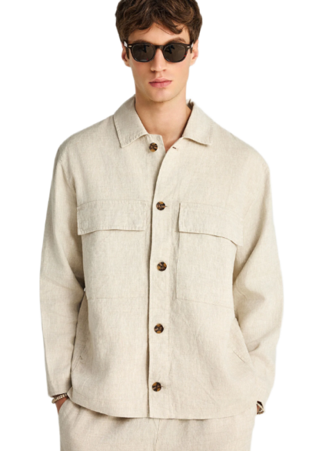Funky Buddha ανδρικό λινό casual μπουφάν FBM013-003-01