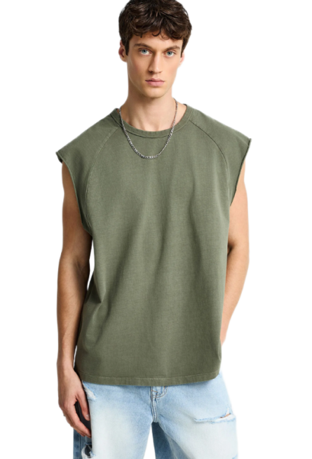 Funky Buddha ανδρικό oversized αμάνικο t-shirt FBM013-007-04