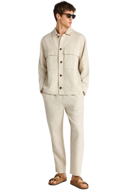Funky Buddha ανδρικό comfort fit λινό chino παντελόνι FBM013-005-02