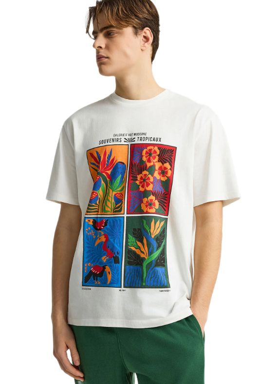 Funky Buddha ανδρικό t-shirt relaxed fit με τύπωμα FBM013-080-04