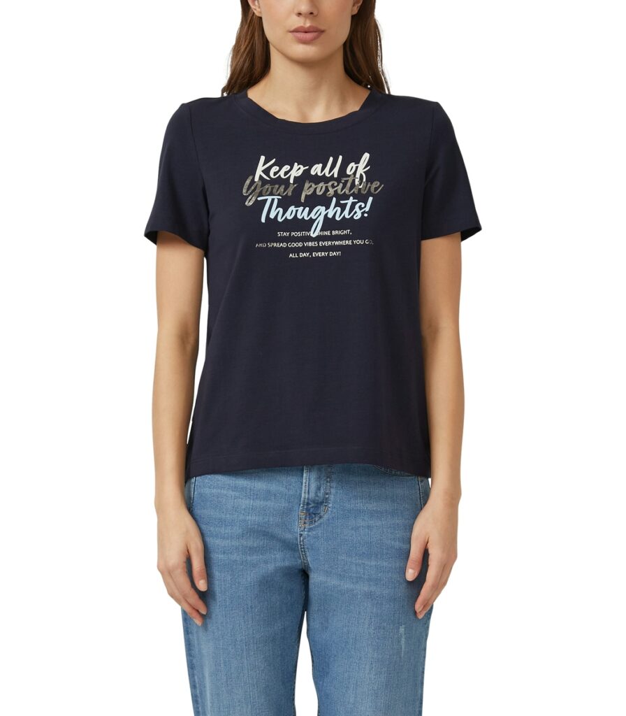 S'Oliver γυναικείο μονόχρωμο t-shirt τύπωμα 2176213