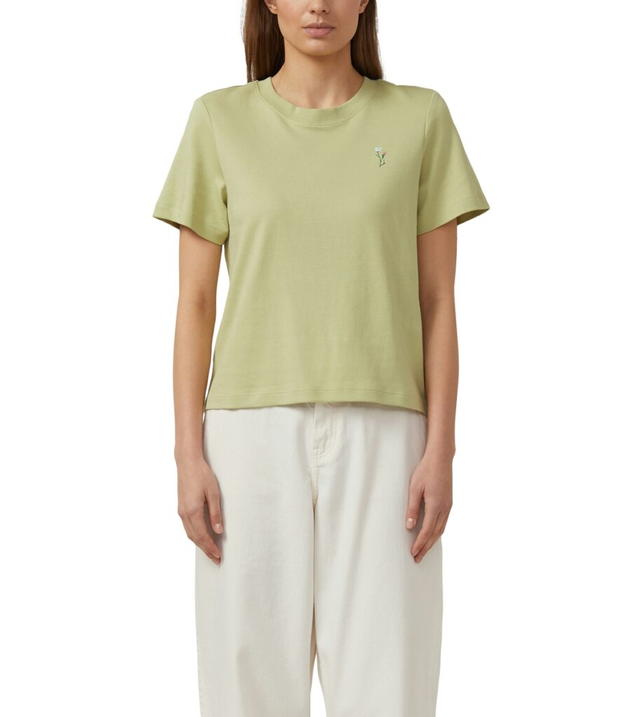S'Oliver γυναικείο μονόχρωμο crop t-shirt κέντημα 2176221