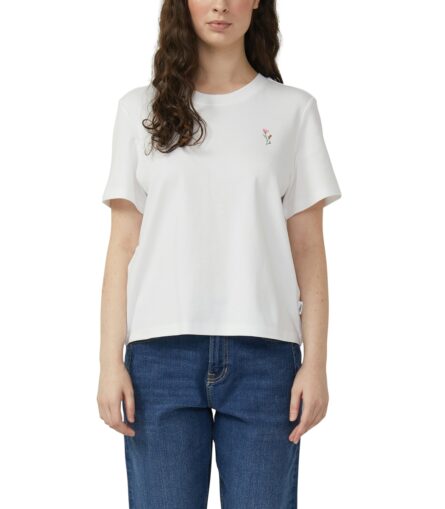 S'Oliver γυναικείο μονόχρωμο crop t-shirt κέντημα 2176221