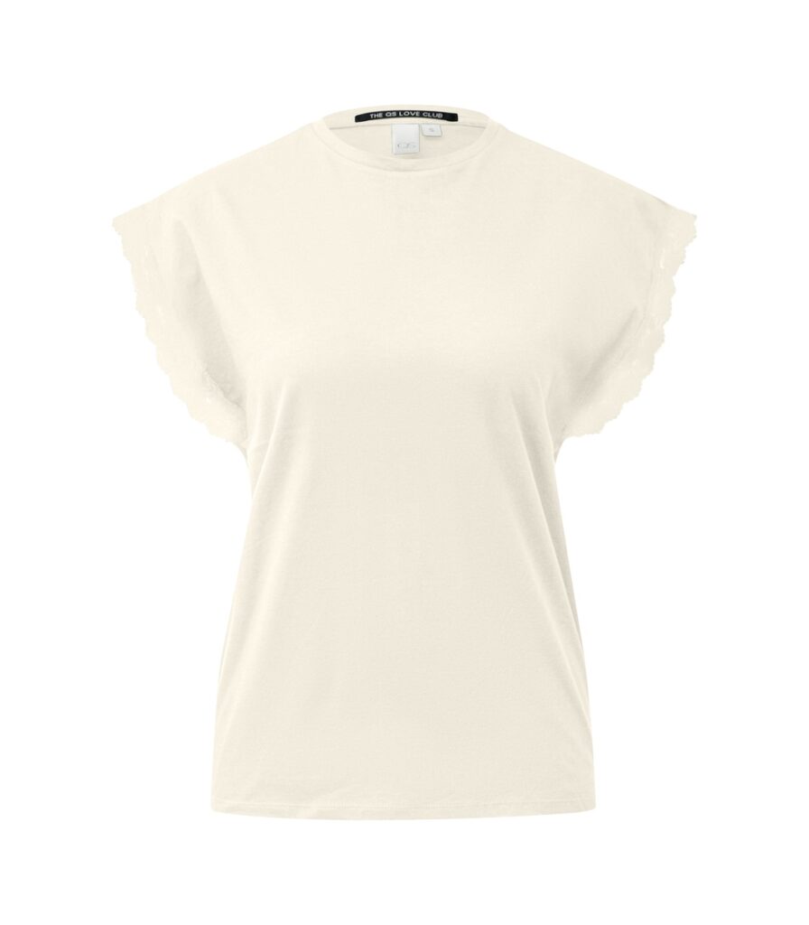 S'Oliver γυναικείο μονόχρωμο t-shirt με δαντέλα 2178474