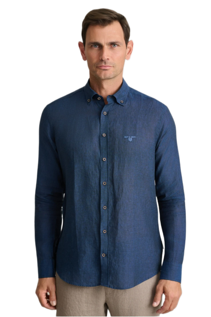 Navy&Green ανδρικό λινό πουκάμισο Comfort Fit 24NG.CS77/1B.4
