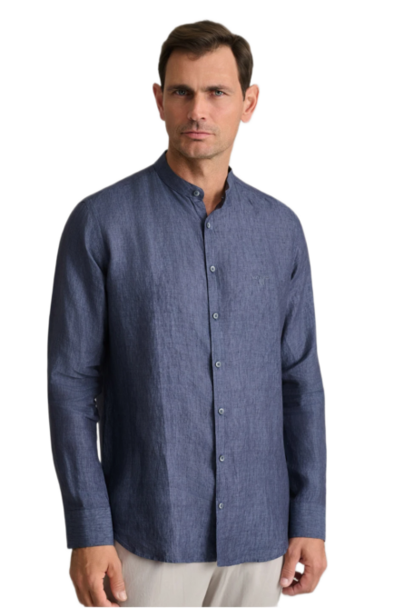 Navy&Green ανδρικό λινό πουκάμισο μάο Comfort Fit 24NG.SF021/MAO
