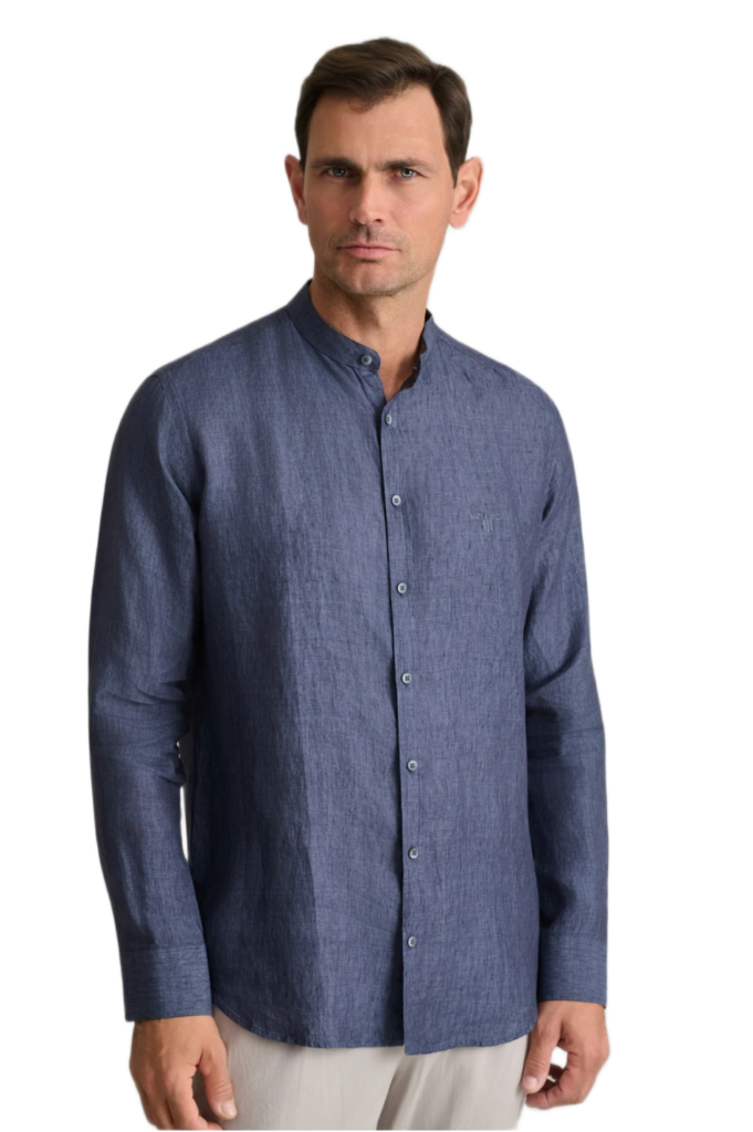 Navy&Green ανδρικό λινό πουκάμισο μάο Comfort Fit 24NG.SF021/MAO