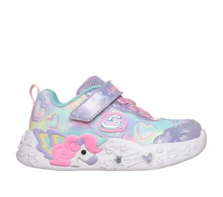 Skechers παιδικό αθλητικό παπούτσι μονόκερος και καρδούλες για μικρό κοριτσάκι 303064N_LVMT
