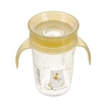 Akuku Εκπαιδευτικό Ποτηράκι 360° 240 ml με Χερούλια (Yellow) A0670