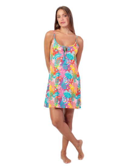 Admas Tropical Summer γυναικείο καλοκαιρινό νυχτικό με τιράντες ADM-61517-126