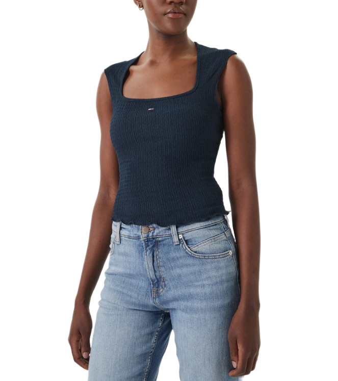 Tommy Hilfiger Smock Slim Seersucker Square Neck Top γυναικείο τοπ DW0DW22220