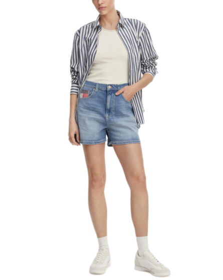 Tommy Hilfiger Colour-Blocked Coin Pocket Mom Denim Shorts γυναικείο τζιν σορτς DW0DW22692
