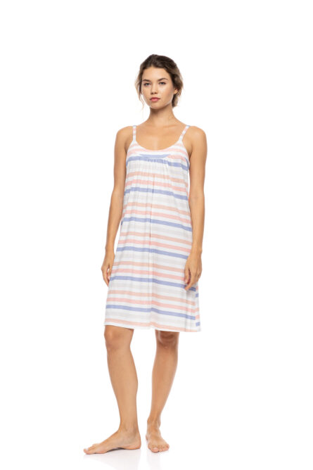 Pink Label γυναικείο νυχτικό ριγέ με τιράντες S1607