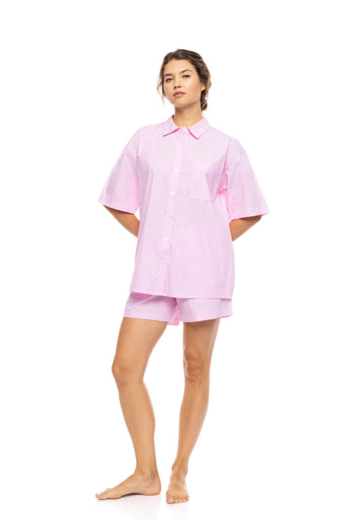 Pink Label γυναικεία κουμπωτή ριγέ πυζάμα S1625