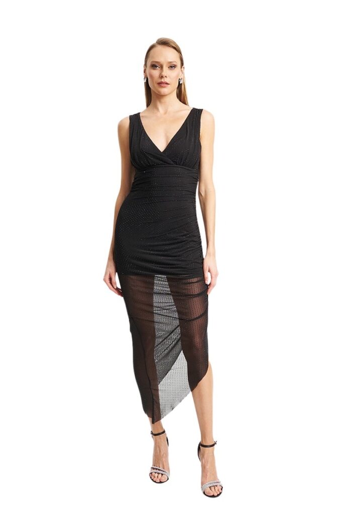 Mind Matter Erine Dress γυναικείο φόρεμα με στρας και σούρες MML26-01-07-076