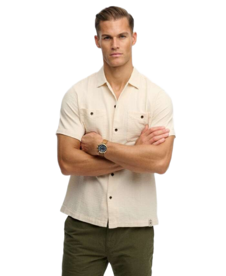 Superdry The Merchant Store - Textured ανδρικό κοντομάνικο πουκάμισο M4011123A