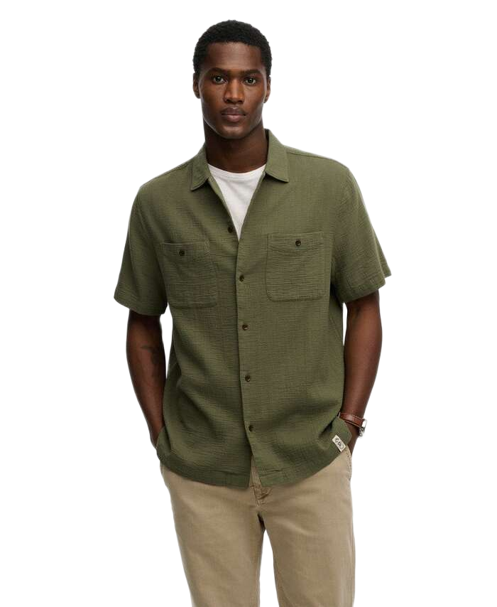 Superdry The Merchant Store - Textured ανδρικό κοντομάνικο πουκάμισο M4011123A