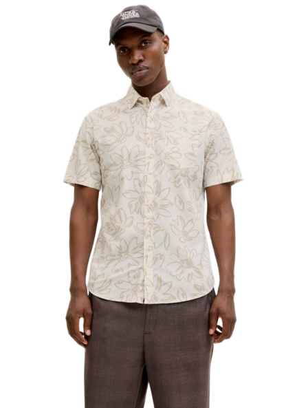 Jack & Jones ανδρικό κοντομάνικο εμπριμέ πουκάμισο 12297586