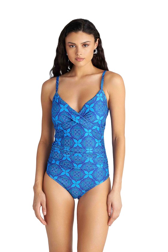 Blu4u γυναικείο ολόσωμο εμπριμέ μαγιό ντραπέ 'BLUE IKAT' 26358582