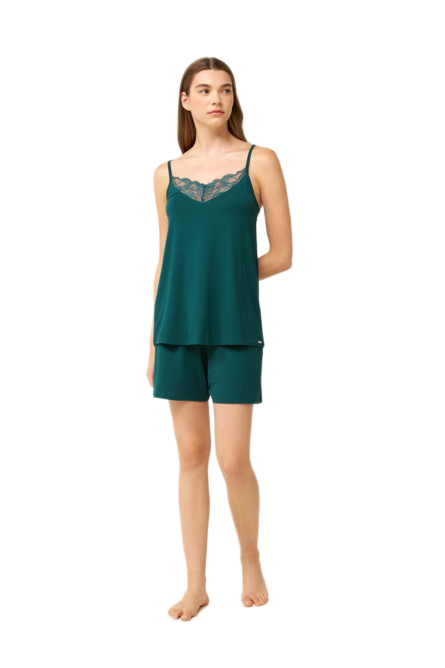 Vamp γυναικείο μονόχρωμο babydoll με δαντέλα 24011